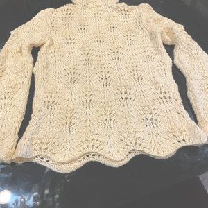 Hand knit sweater in off white